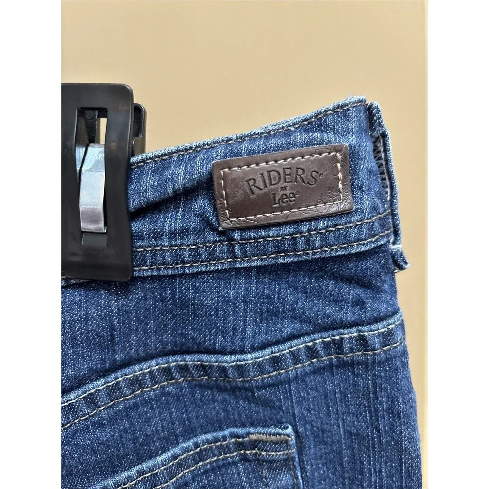 Riders Lee Jeans Women 22W M Blue Relax Straight Pockets Denim Waist 40